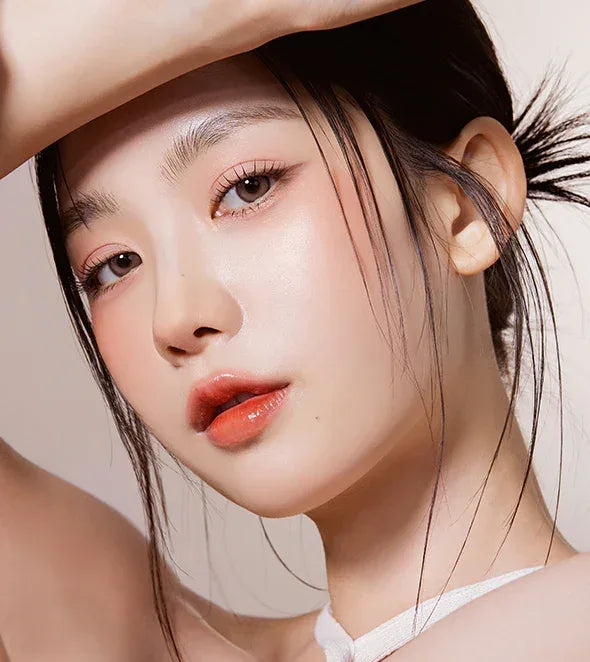 colored contacts for black hair on a dark-haired model